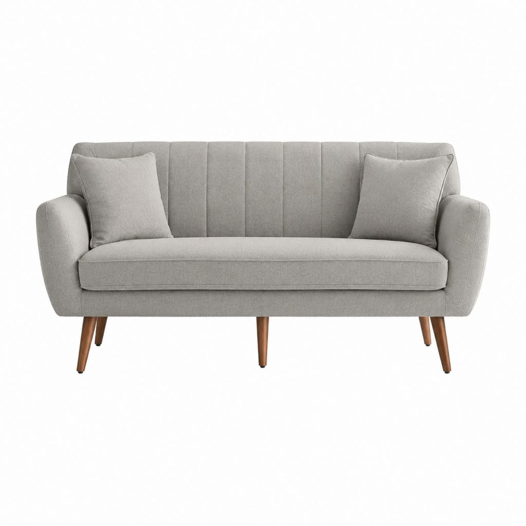 Canapé 2 places gris en polyester forme droite 160 x 78 x 82 cm