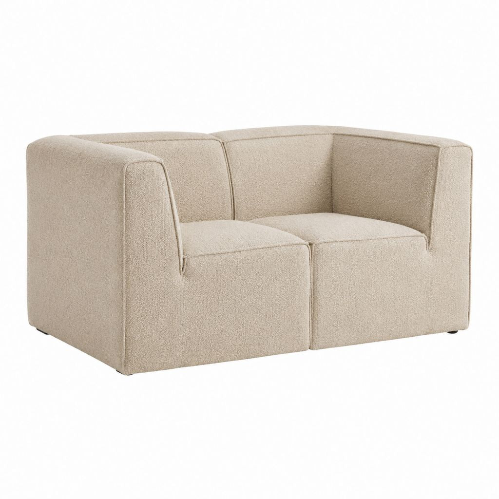Canapé 2 places beige en polyester bouclette forme droite 140 x 90 x 70 cm