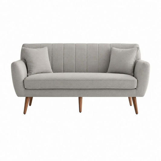 Canapé 2 places gris en polyester forme droite 160 x 78 x 82 cm