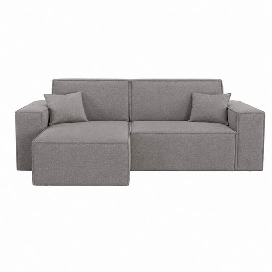 Canapé modulable 3 places gris en polyester avec méridienne 225 x 145 x 85 cm