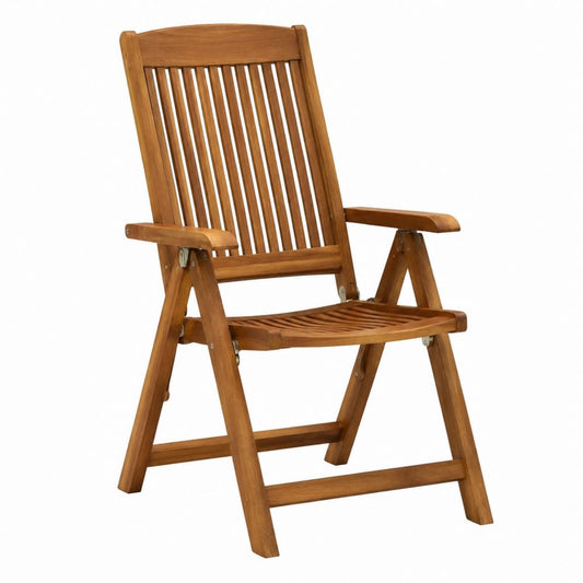 Chaise de jardin pliante avec accoudoirs marron en bois massif 55 x 61 x 110 cm