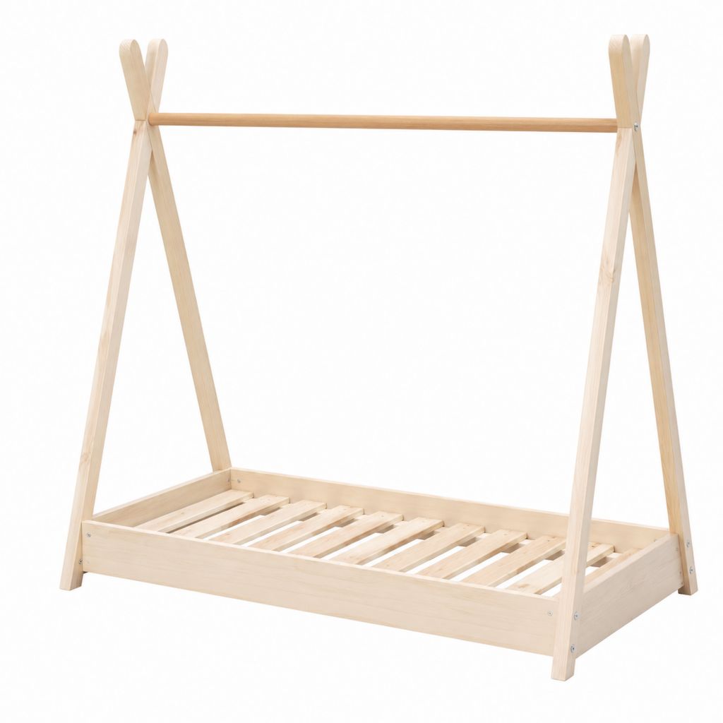 Lit cabane enfant en pin massif naturel 90 x 200 cm