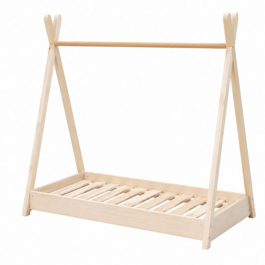 Lit cabane enfant en pin massif naturel 90 x 200 cm