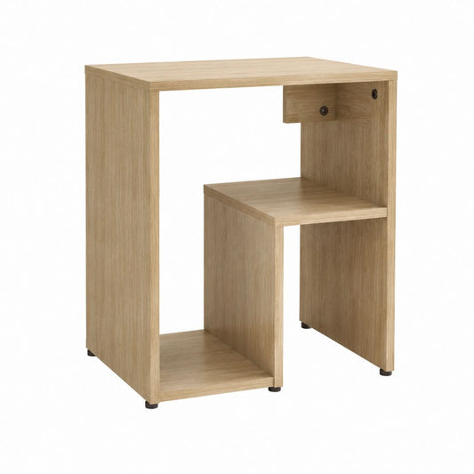 Table de chevet avec niche chêne clair en panneaux de particules rectangulaire 40 x 35 x 60 cm