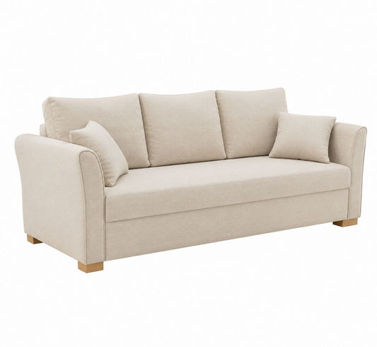 Canapé 3 places beige en polyester rectangulaire 200 x 90 x 85 cm