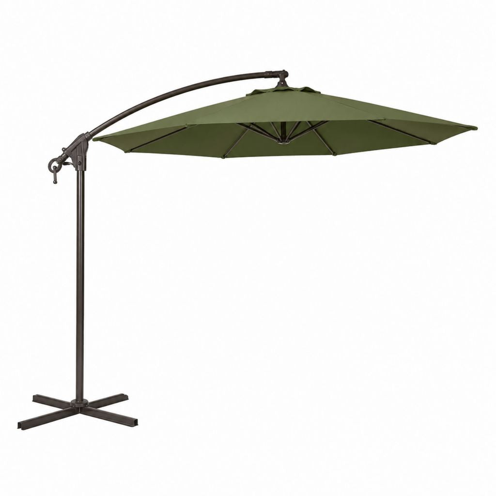 Parasol déporté de jardin vert en acier et polyester octogonal Ø 300 cm