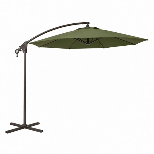 Parasol déporté de jardin vert en acier et polyester octogonal Ø 300 cm